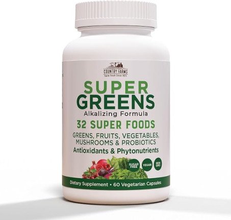 Country Farms Super Greens Veggie Capsules | Whole Food Supplement