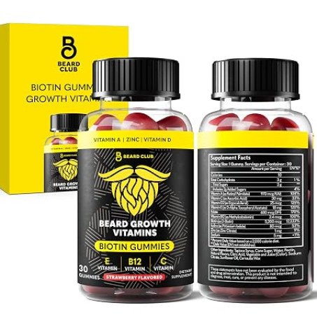 Mens Biotin & Vitamin Beard Growth Gummies | Strawberry Flavor